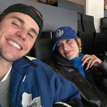 Justin and Hailey Bieber posted an adorable snapshot from their hockey date night